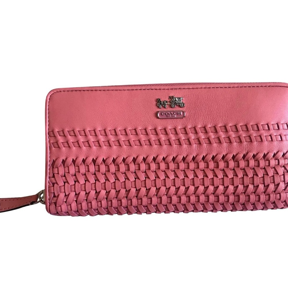 Coach Pink Braided Leather Wallet